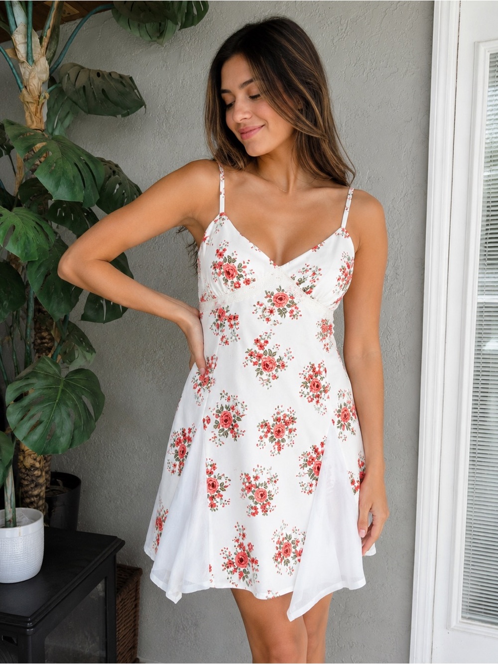 Forever 21 Floral Satin Slip Dress Large Coquette Balletcore Fairycore Mini